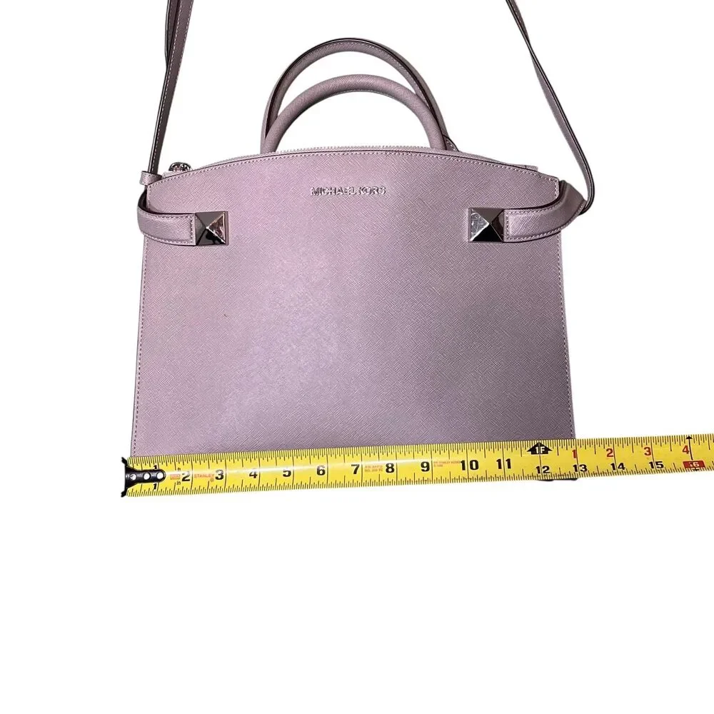 Michael Kors Satchel Bag Women's Large Gray Leather Studded Crossbody Purse